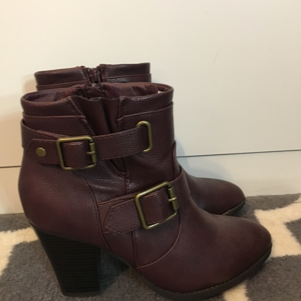 Burgundy Heeled Booties